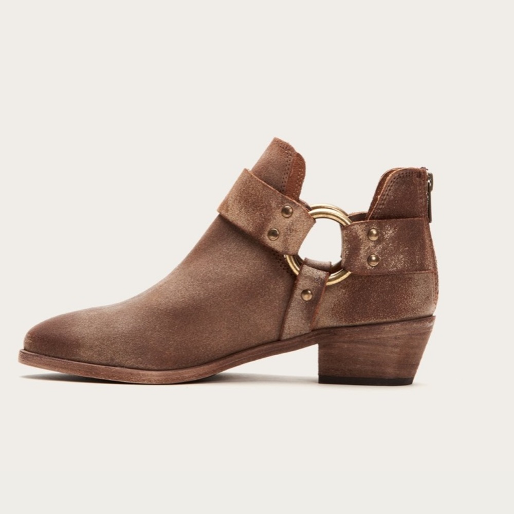 Frye Ray Harness Brown Leather Booties. NEW - Picture 4 of 8